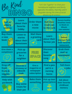 Be Kind BINGO card